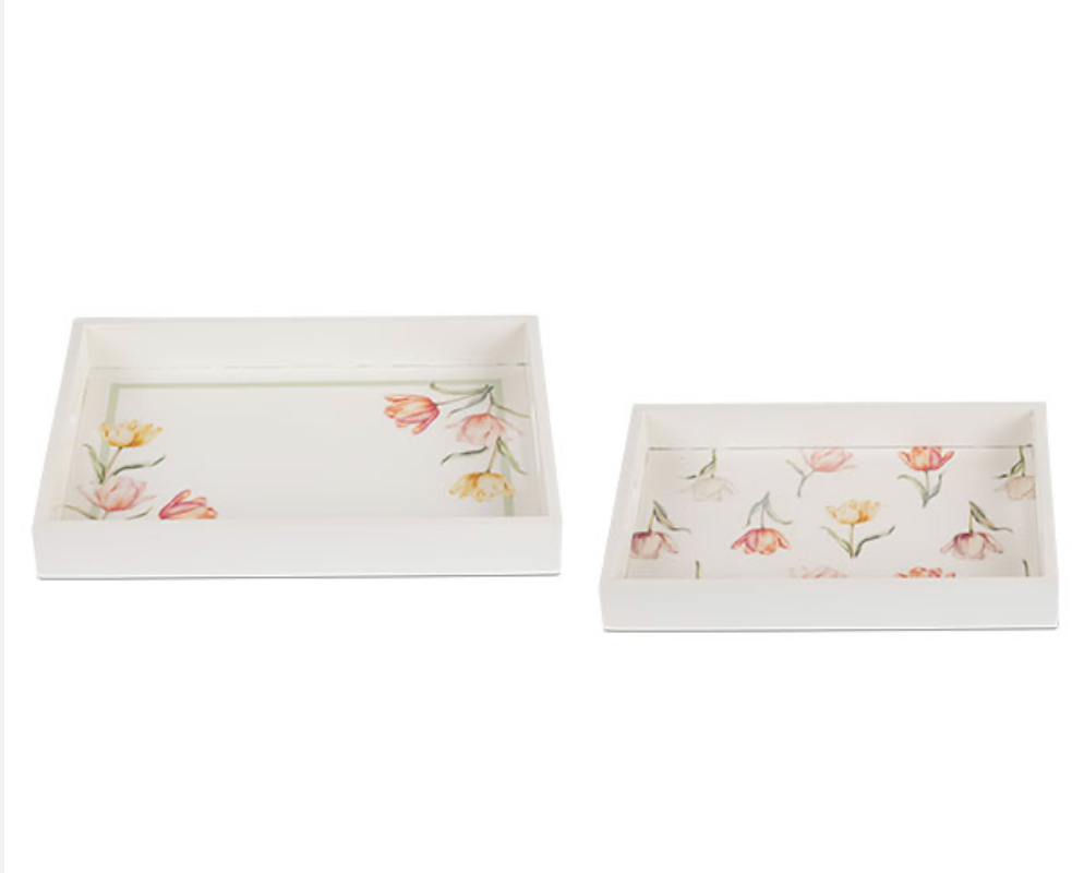 SET 2 VASSOI SPRING TULIPS 315X215X40 360X260X40MM
