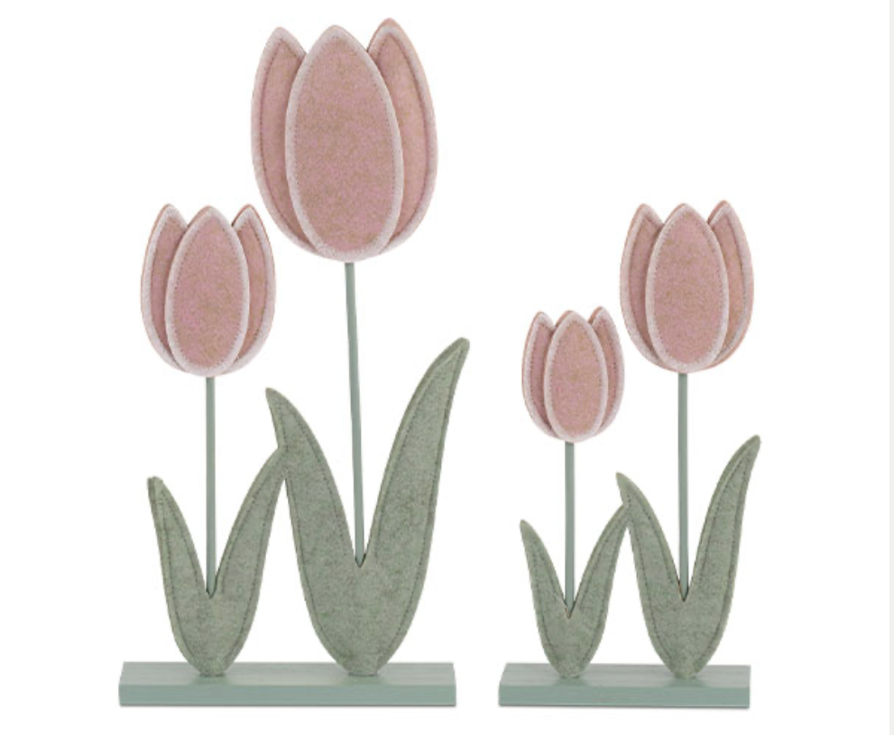 SET 2 COPPIE DI TULIPANI ROSA H.300/400MM