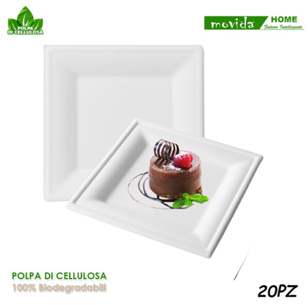 PIATTI BIO QUADRATO 15X15 20 PEZ