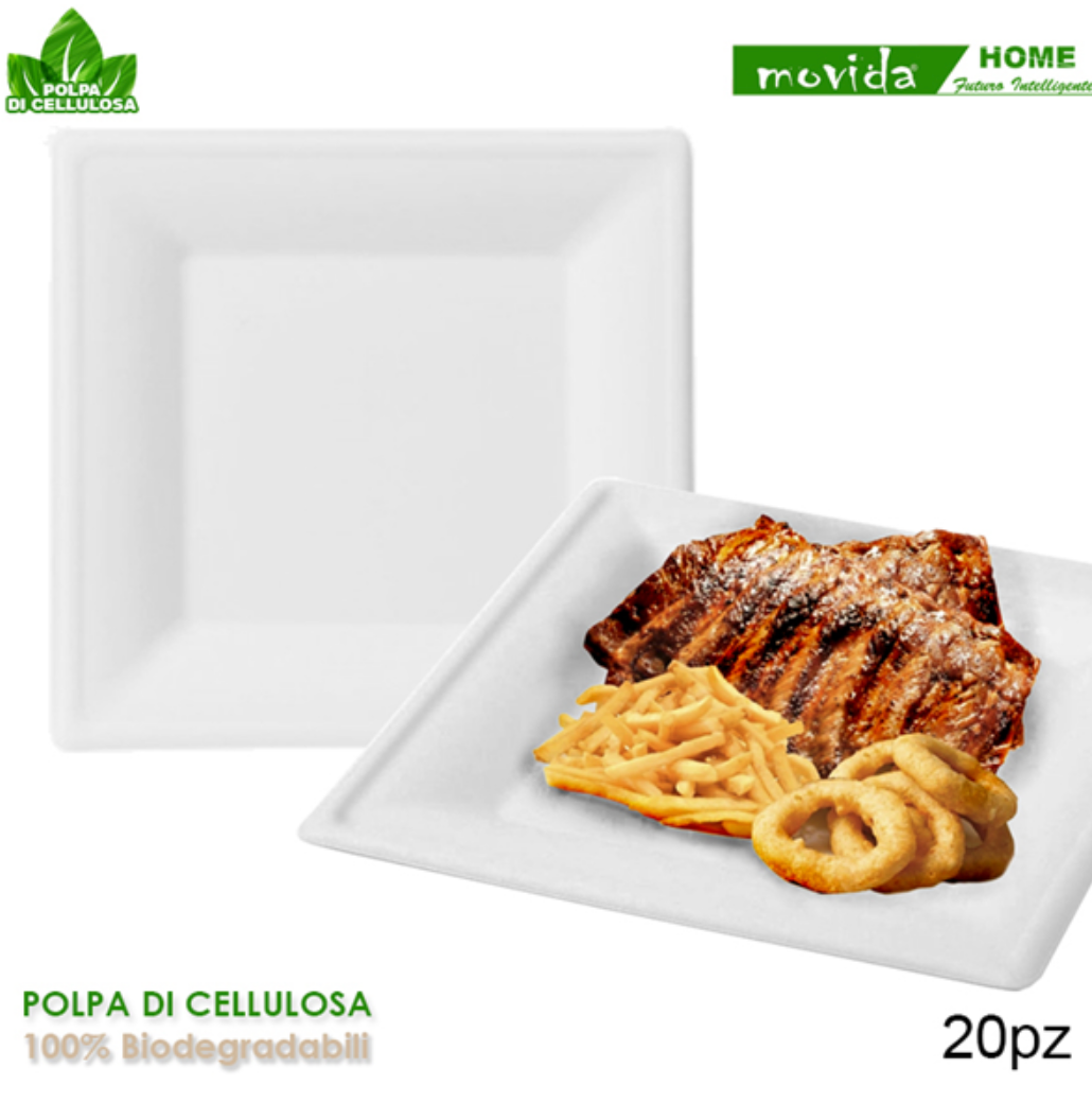 PIATTI BIO QUADRATO 26X26 20 PEZZI