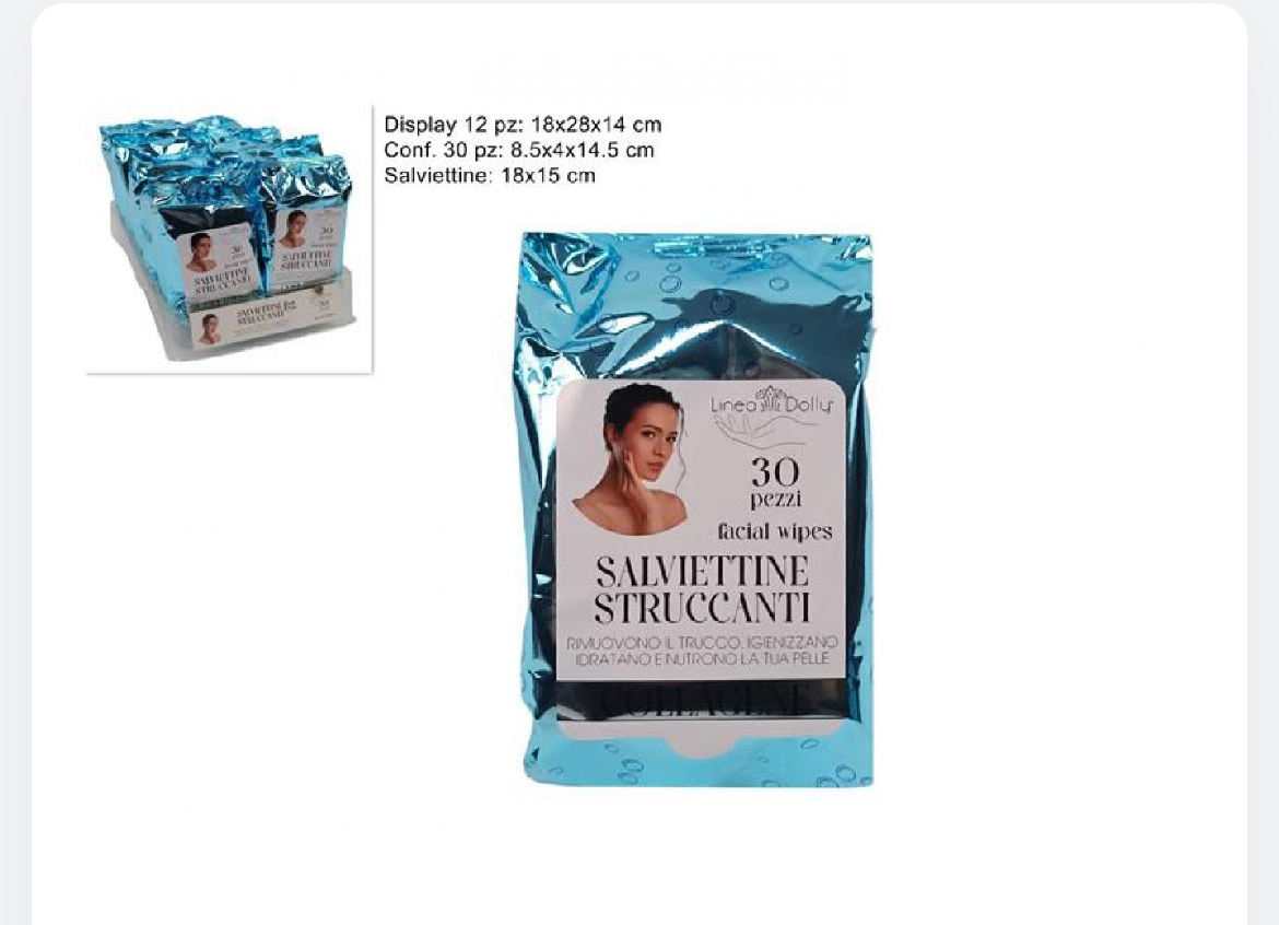 SALVIETTINE STRUCCANTI 30pz COLLAGENE