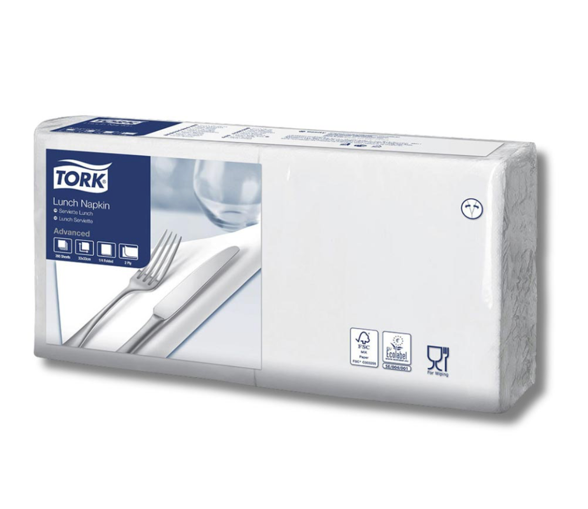 Tovaglioli Lunch Napkin Tork Bianco 2 veli 33×33 cm P 1/8 200 pz