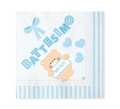 Tovaglioli 33x33/25x25 cm Battesimo Teddy Celeste 20 pezzi