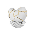 Bongelli - Mani su cuore crep bianco-oro 25x24