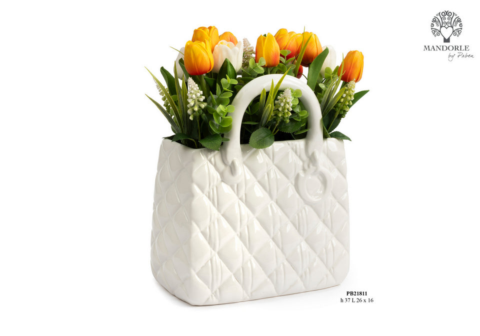 Vaso Borsa con tulipani artificiali