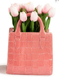 Vaso borsa con tulipani artificiali